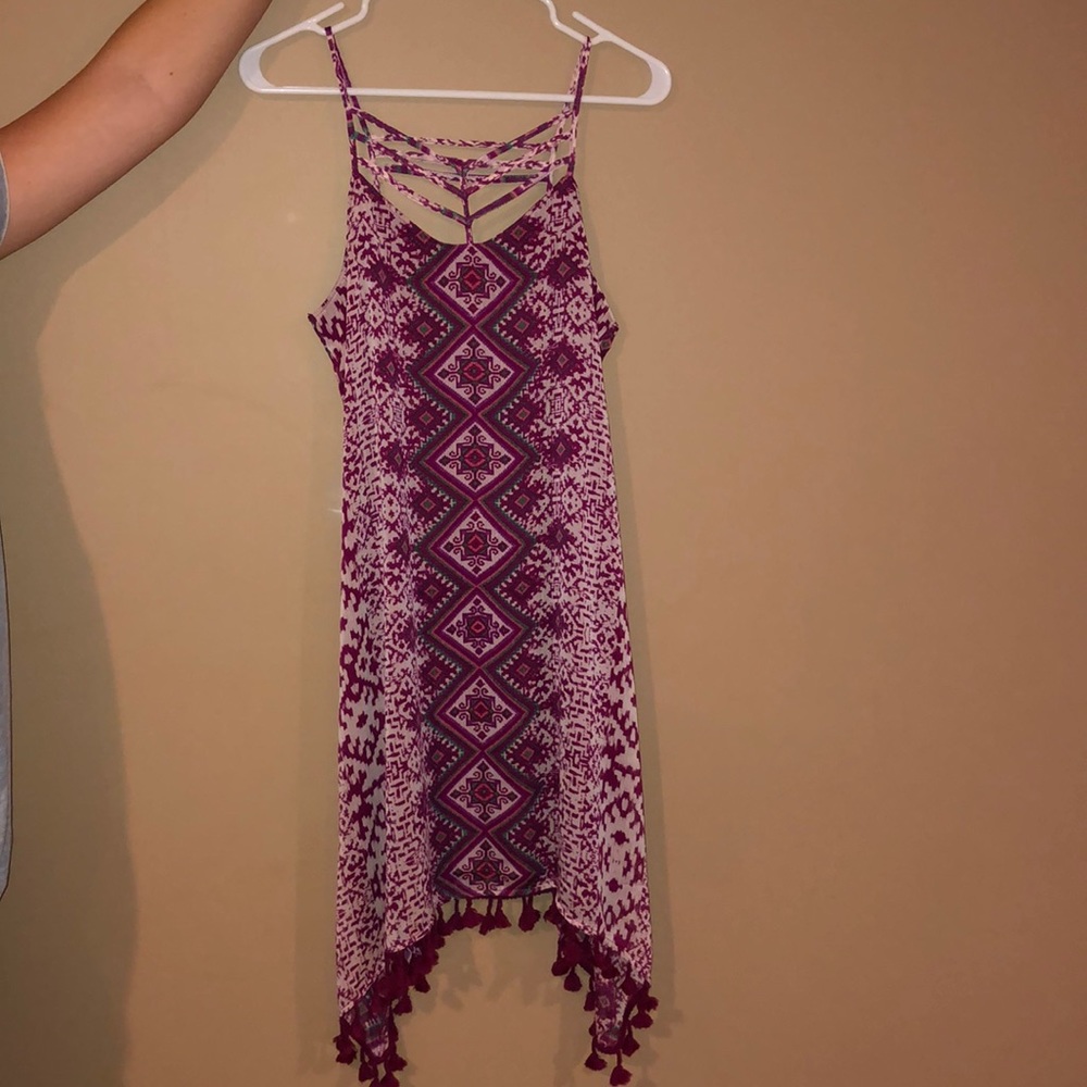 Burgundy Patterned Dress